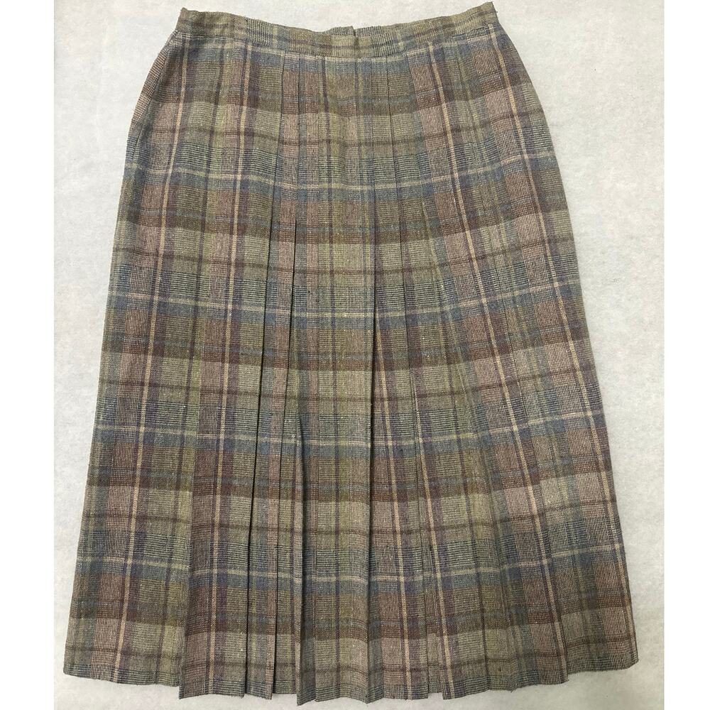 Vintage Summit Sportswear Front pleated plaid skirt 1970’s Union Made size 14